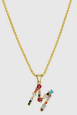 Multi Color Initial Necklace