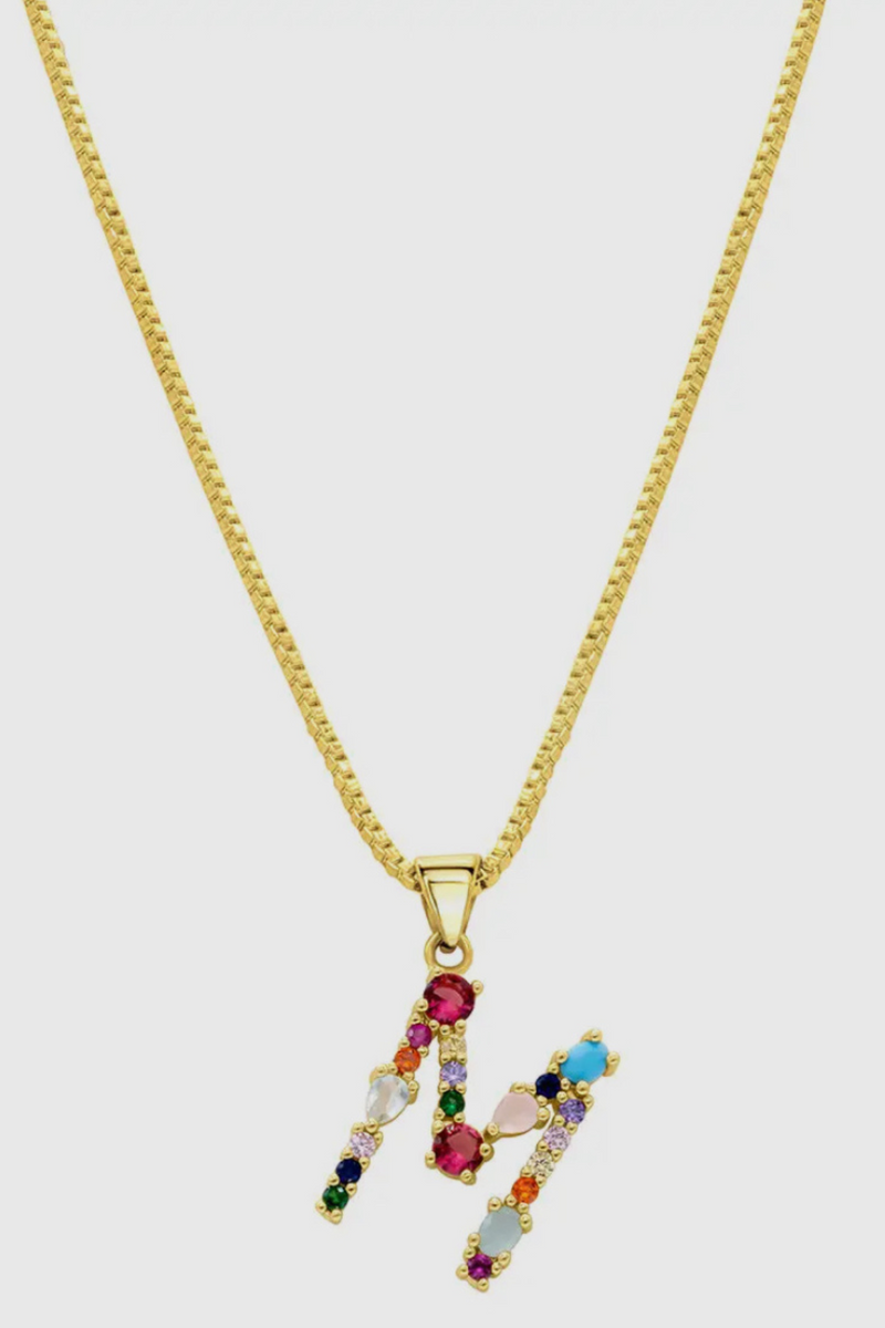 Multi Color Initial Necklace
