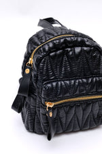 Take It With You Quilted Mini Backpack in Black: OS