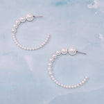 Gradation Bauble Hoop Earrings: Silver