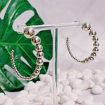 Gradation Bauble Hoop Earrings: Silver