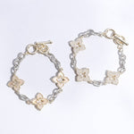 3 Clover Pave Clover Mop Link Bracelet: BKM / ONE SIZE