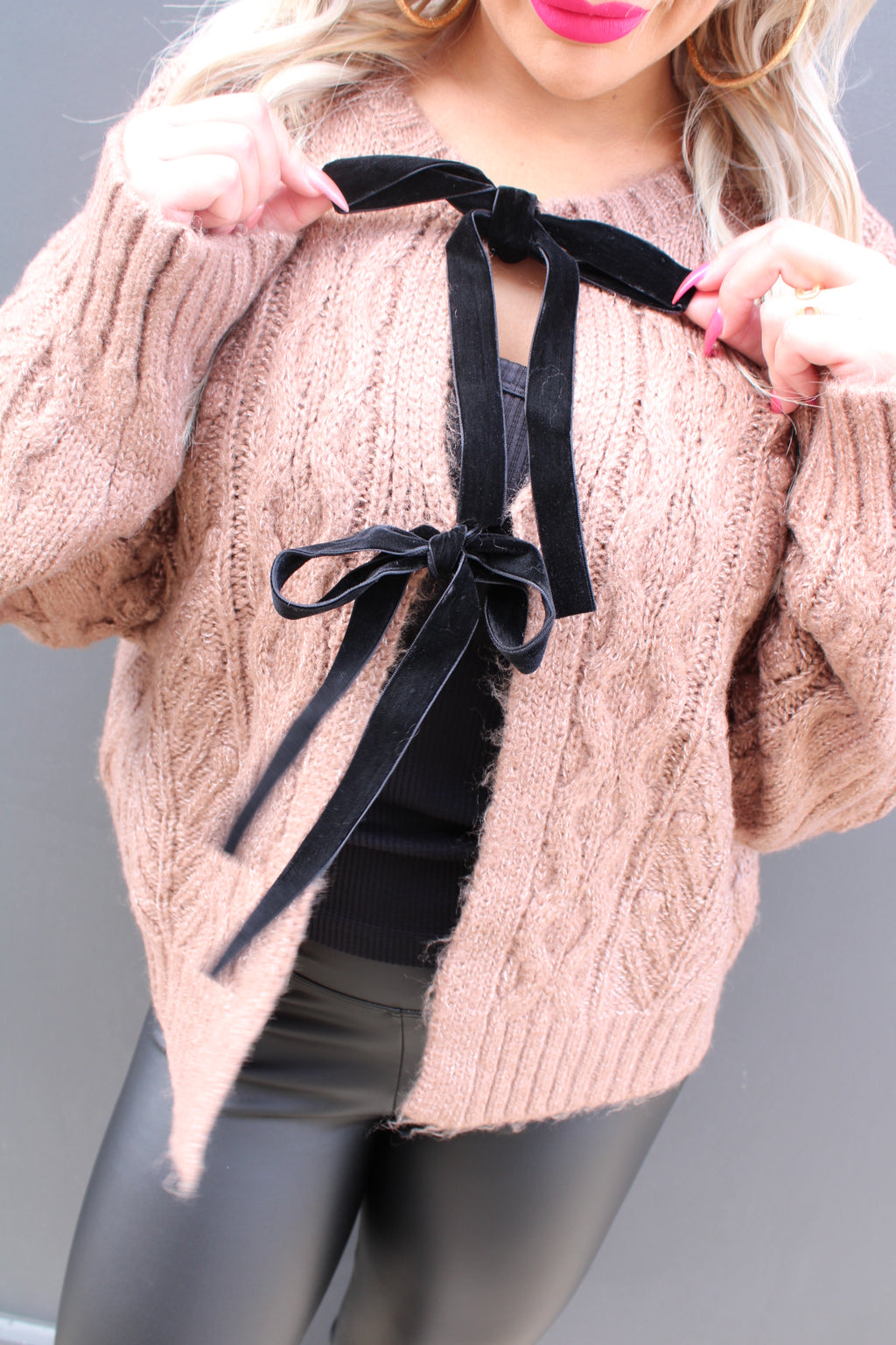 Hey Pretty Cable Bow Tie Sweater