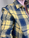 Go Blue Frayed Hem Shacket