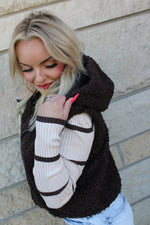 Hooded Teddy Vest | Chocolate