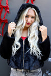 Bunny Faux Fur Foxy Hooded Jacket | Black