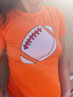 Team Player Sequin Football Tee | Orange