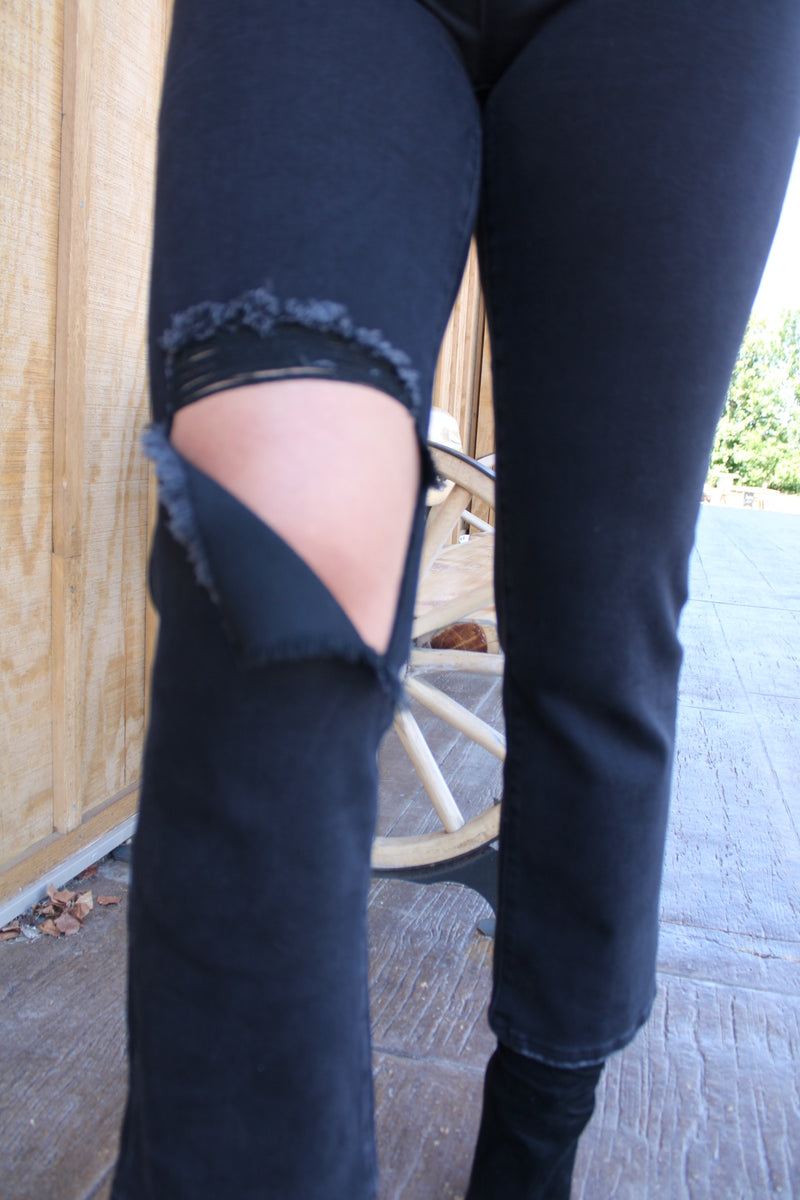 Risen Relaxed Distressed Denim | Black