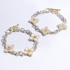 3 Clover Pave Clover Mop Link Bracelet: BKM / ONE SIZE