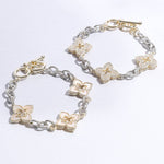 3 Clover Pave Clover Mop Link Bracelet: BKM / ONE SIZE