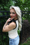 Scoop Neck Contrast Bow Tie Tank