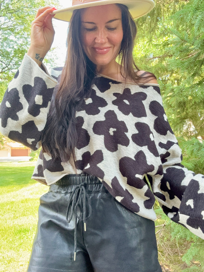 Fall 70s Vibe Lightweight Floral Sweater