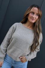 Velvet Bow Back Pullover Sweater | Khaki