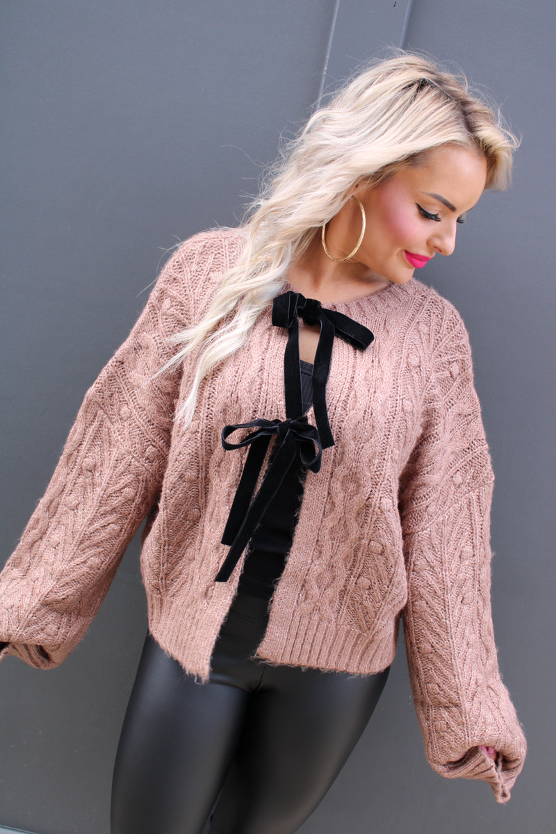 Hey Pretty Cable Bow Tie Sweater