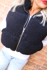 Teddy Zip Up Vest | Black