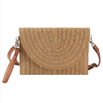 Gold Threads Mixed Straw Clutch Bag / Crossbody Bag
: Taupe