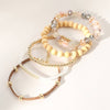 5PCS - Wooden Ball Faceted Beaded Stretch Multi Bracelets: Gray