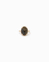 Oval Stone Open Ring: Black