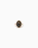 Oval Stone Open Ring: Black