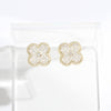 Gold Tone Outline CZ Pave Clover Post Earrings: EG / ONE SIZE