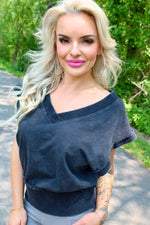 Mono B Vintage Stone V-Neck Vest | Ash Black