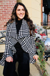 Style Icon Houndstooth Tie Belt Jacket