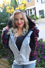 Hooded Denim with Sherpa Contrast Jacket