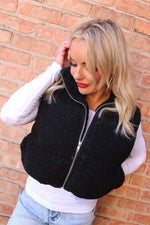 Teddy Zip Up Vest | Black