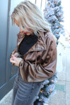 Metallic Zip Up Track Jacket | Brown