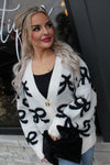 You're a Gift Bow Pattern Button Down Knit Cardigan