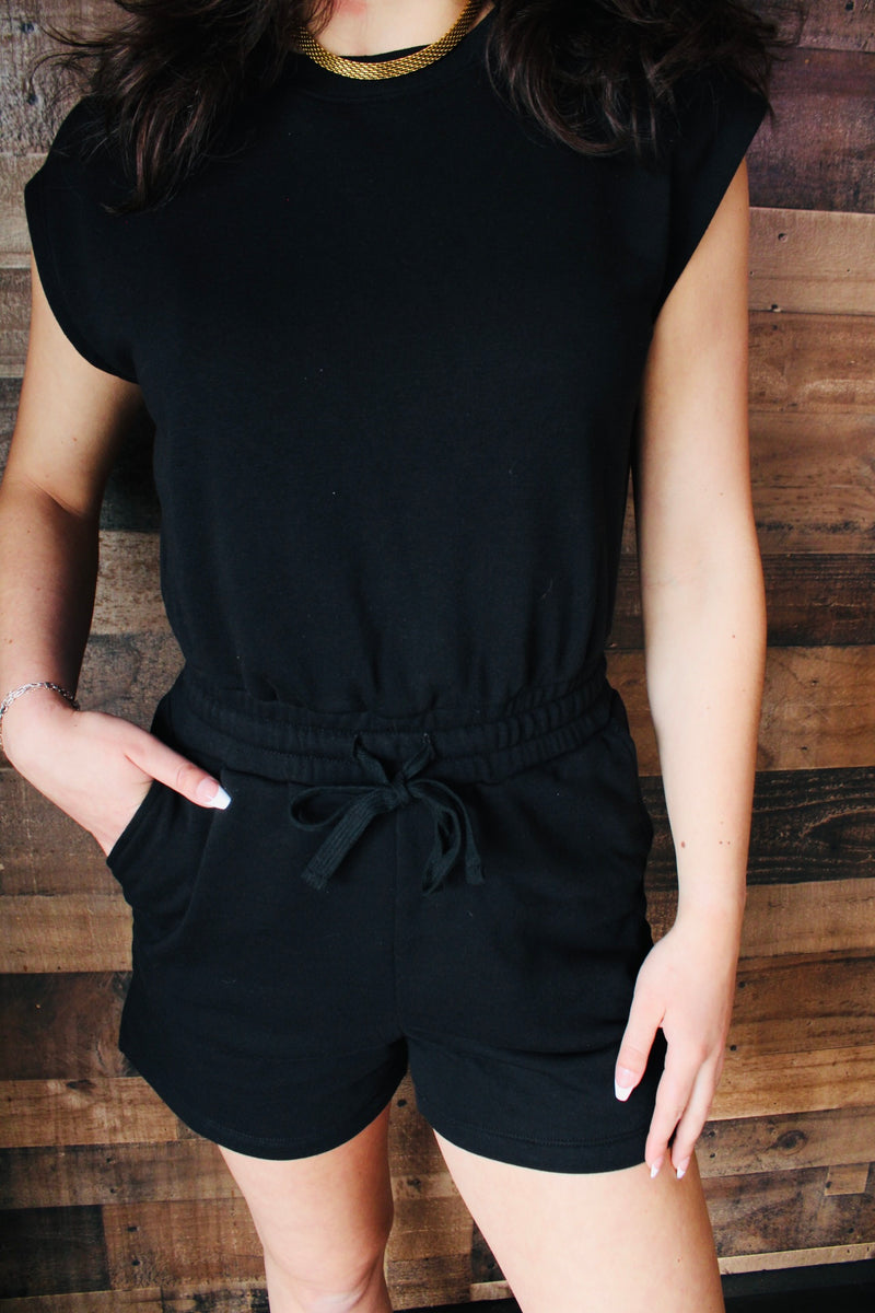 Places to Be Open Back Romper | Black
