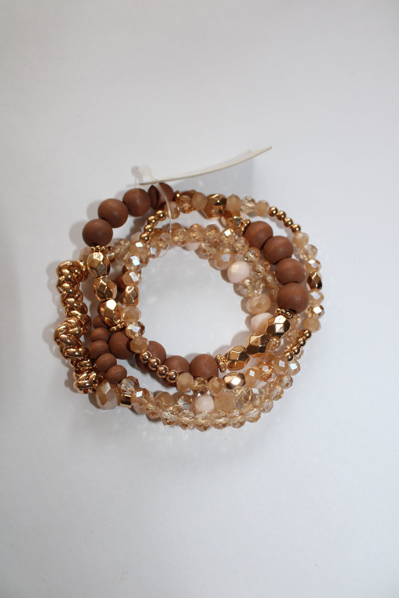 Beaded Bracelet Stack | Brown