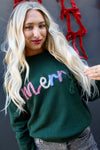 Merry Tinsel Graphic Sweater | Green
