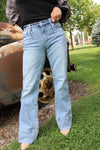 Petra High Rise Super Stretch Wide Leg Jeans with Cuffed Hem
