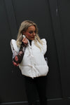 Flutter Sleeve Bow Detail Puffer Vest | Cream