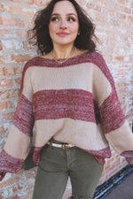 Wine More Oversized Colorblock Sweater | Bordeaux