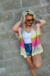 Bright Multicolor Striped Open Knit Cardigan