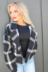 Plaid Double Breasted Jacket | Black