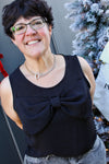 Holiday Flowy Bow Top | Black