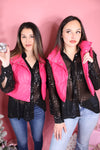 Restocked: Holiday Shine Sequin Sheer Button Down Blouse | Black