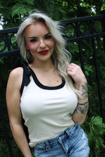 Scoop Neck Contrast Bow Tie Tank