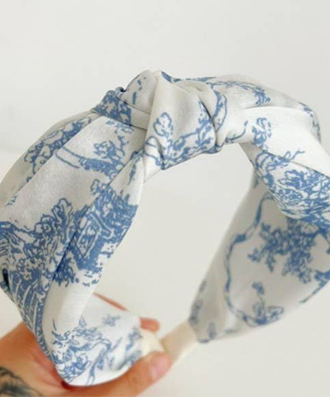 FLORAL TOILE PATTERN VINTAGE HAIR BAND BANGS | Blue