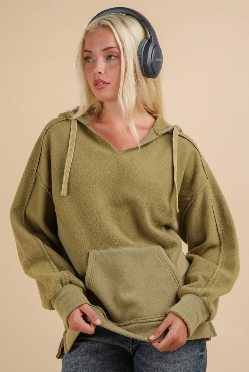 Olive Everything About Christmas Cozy Hooded Sweatshirt