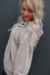 French Terry Hoodie Half Zip Up Sweatshirt | Khaki