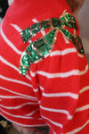 Christmas Sequin Ribbon Striped Sweater