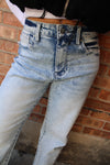 Petra LA High Rise Stretch Classic Straight Jeans Washed Denim