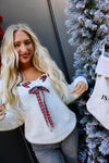 Holiday Christmas Plaid Tape Ribbon Sweater Top