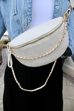 Chain Accent Convertible Sling Bag | Bone (restocked)