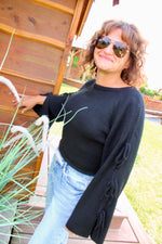 Sweet Thing Ribbon Tied Detail Sweater | Black
