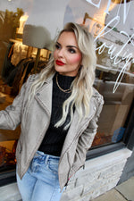 Hey There Studded Moto Jacket | Taupe